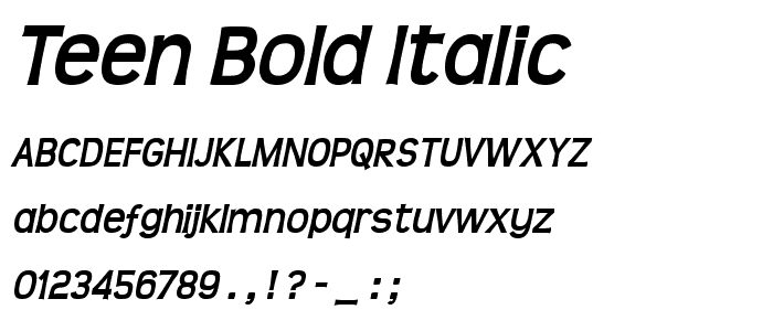 Teen Bold Italic font